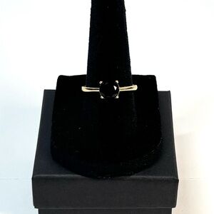 ⚡️18k yellow gold-plated solitaire ring with black stone